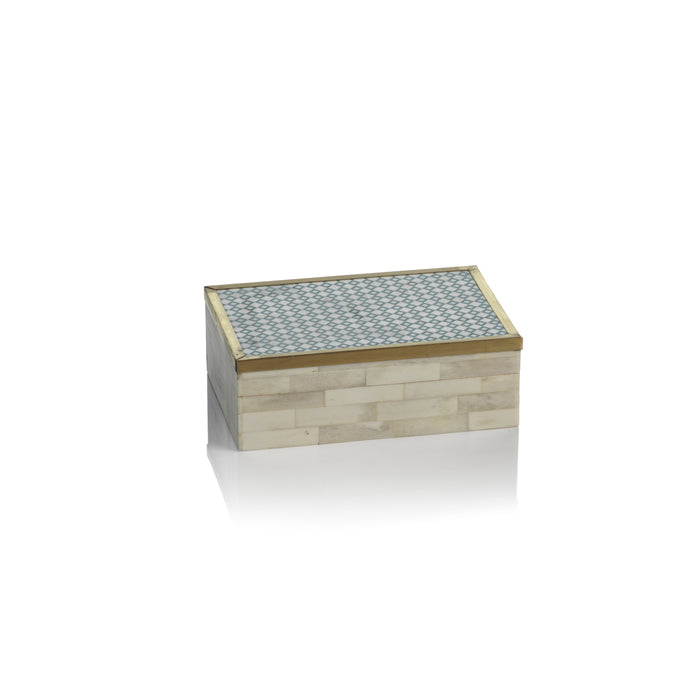 Zodax White Bone & Brass Decorative Box