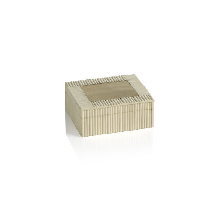 Zodax White Bone Chips & Brass Decorative Box