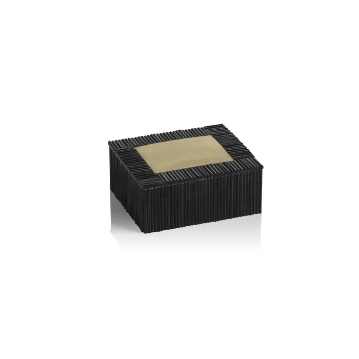 Zodax Black Resin Inlaid & Brass Decorative Box