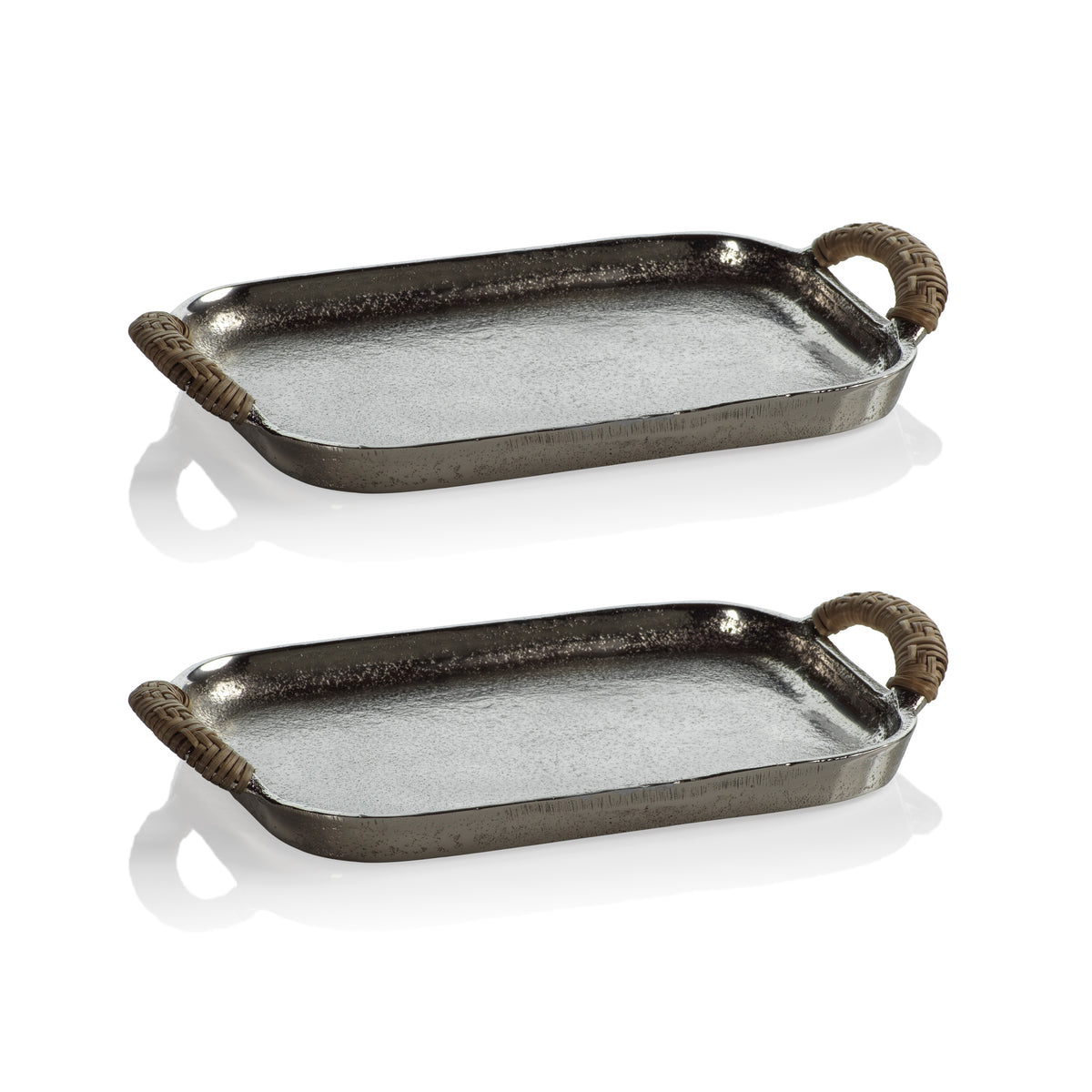 Zodax Praslin Raw Aluminum Trays, Set of 2