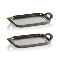Zodax Praslin Raw Aluminum Trays, Set of 2