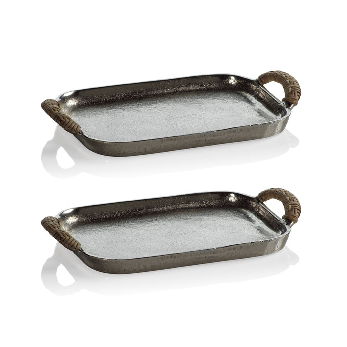 Zodax Praslin Raw Aluminum Trays, Set of 2