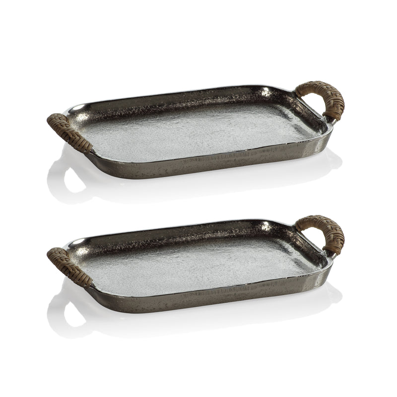 Zodax Praslin Raw Aluminum Trays, Set of 2