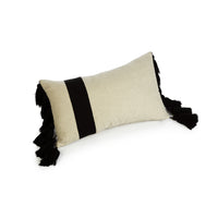 Zodax Positano Embroidered Throw Pillow with Tassels, Black, 12" x 20"