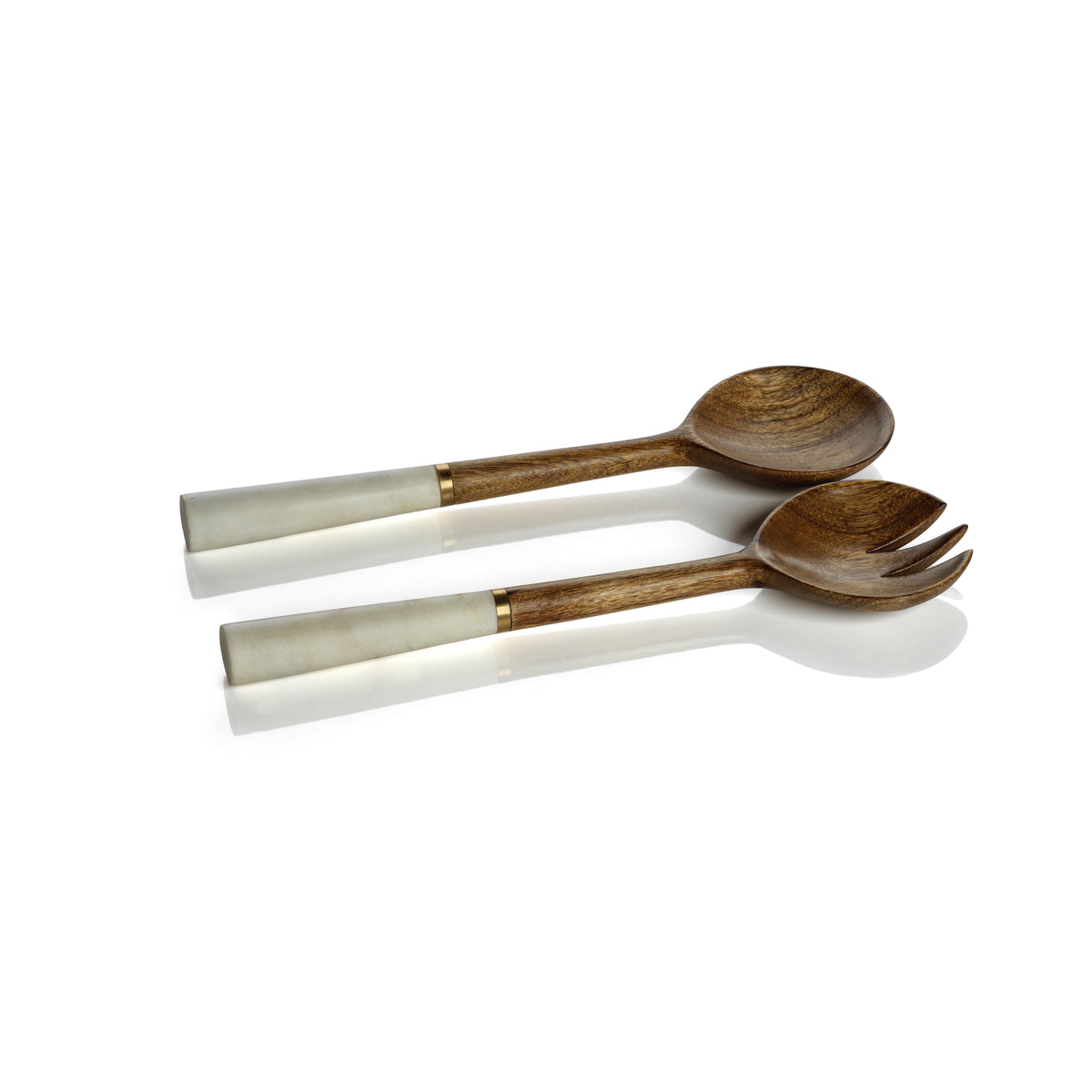 Zodax Legacy Mango Wood and Marble Salad Sever Set