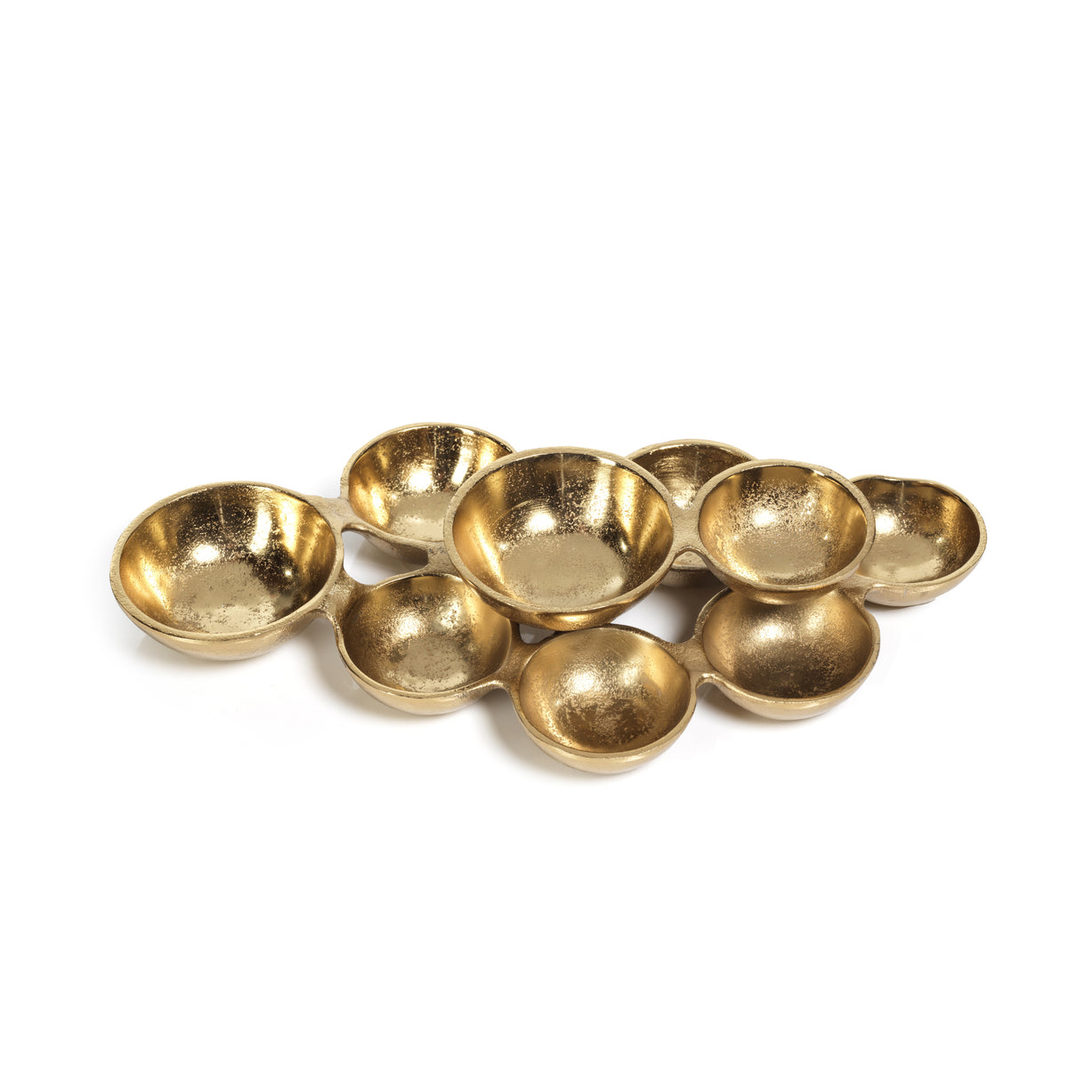 Zodax Ohanna 13" Long Cluster of 9 Serving Bowls- Dark Gold