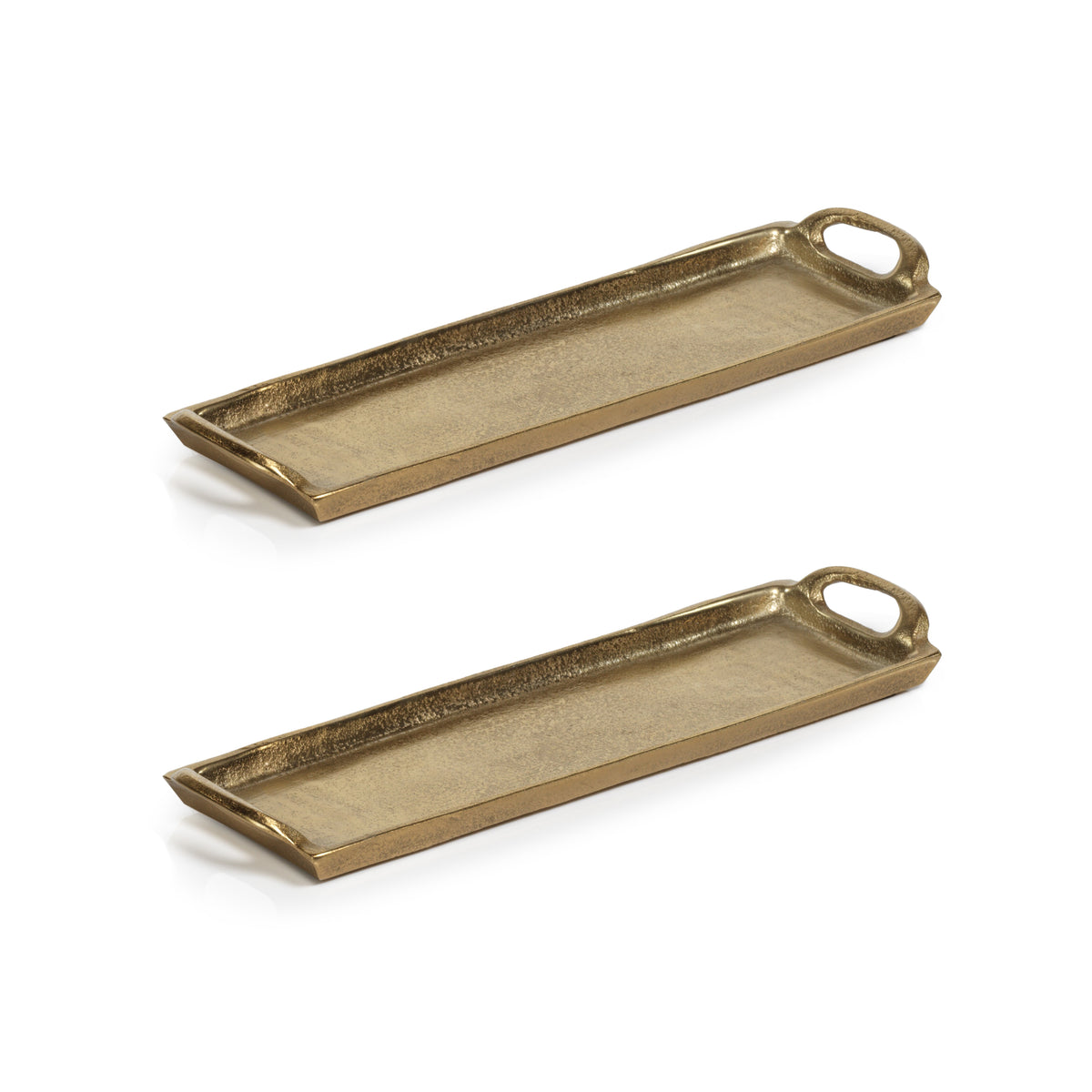 Zodax Khanya Rectangular Aluminum Trays, Dark Gold, Set of 2