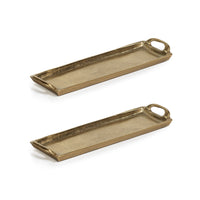 Zodax Khanya Rectangular Aluminum Trays, Dark Gold, Set of 2