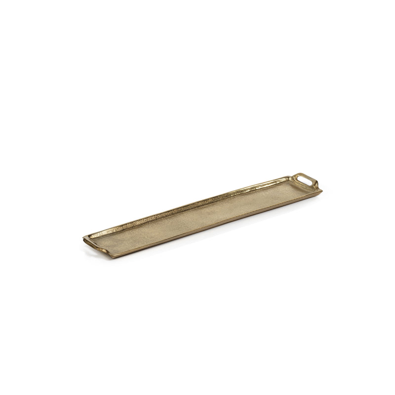 Zodax 26" Khanya Rectangular Aluminum Tray, Dark Gold