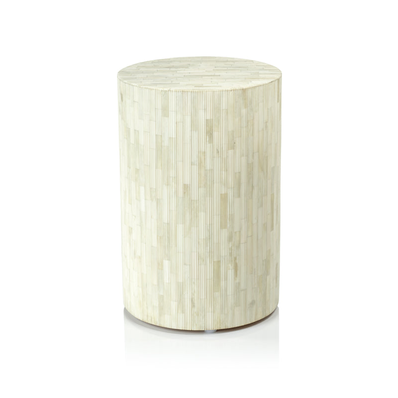 Zodax Motala 17.75" Tall Round Natural Bone Inlay Stool