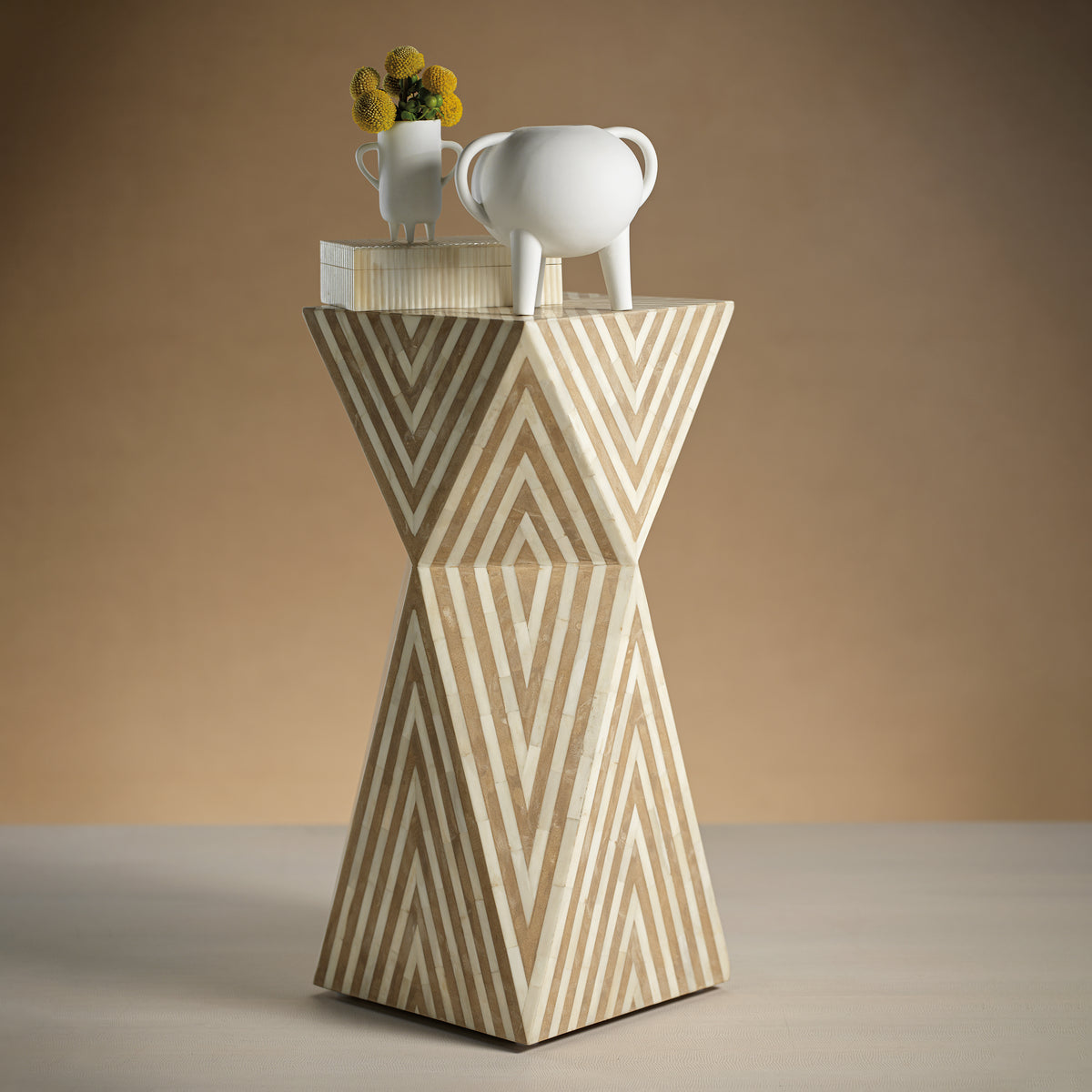 Zodax Bron 23" Tall Bone Inlay Side / Cocktail  Table
