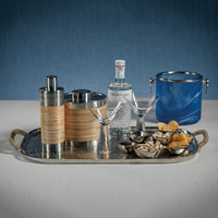Zodax Halmstad Aluminum Tray with Rattan Wrapped Handles