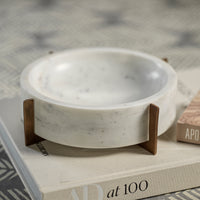 Zodax Catania Marble Bowl on Metal Base, White