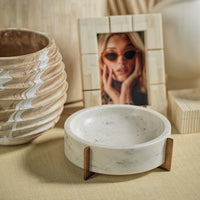 Zodax Catania Marble Bowl on Metal Base, White