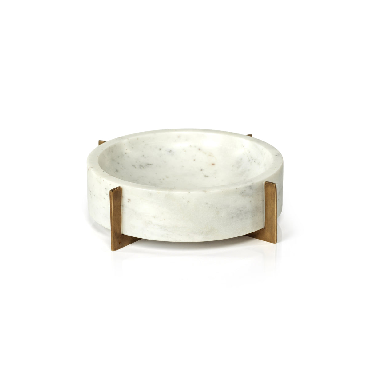 Zodax Catania Marble Bowl on Metal Base, White