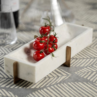 Zodax Catania Marble Tray on Metal Base, White