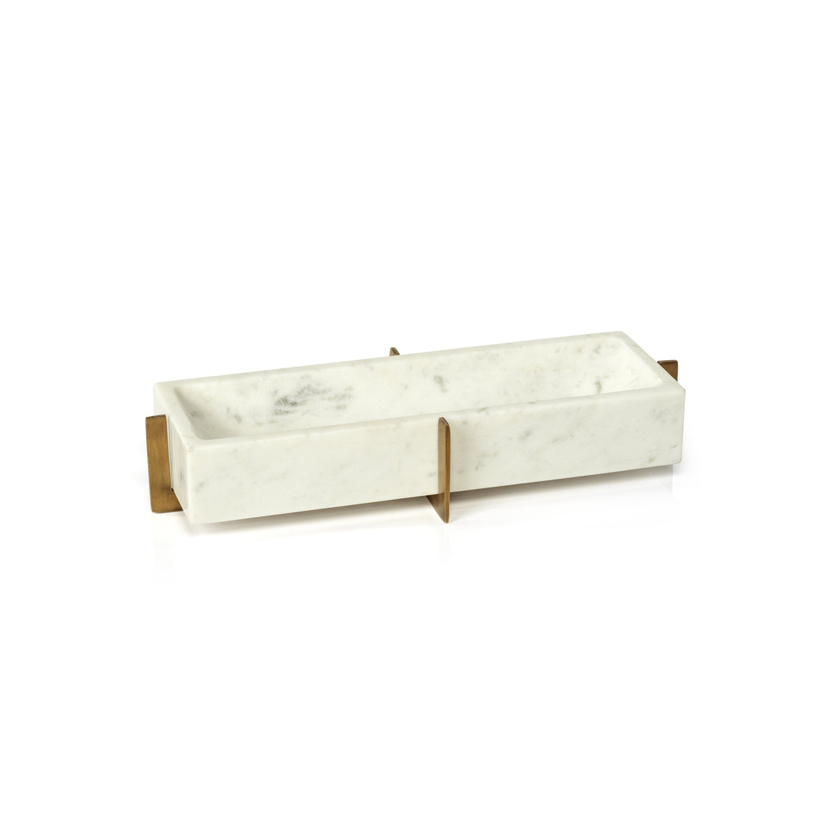 Zodax Catania Marble Tray on Metal Base, White