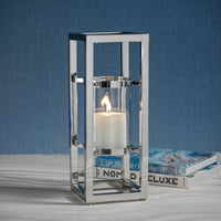 Zodax Irvine Polished Steel Hurricane Candle Holder, 18"