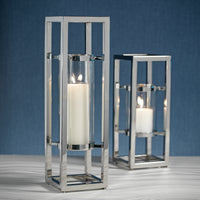 Zodax Irvine Polished Steel Hurricane Candle Holder, 18"