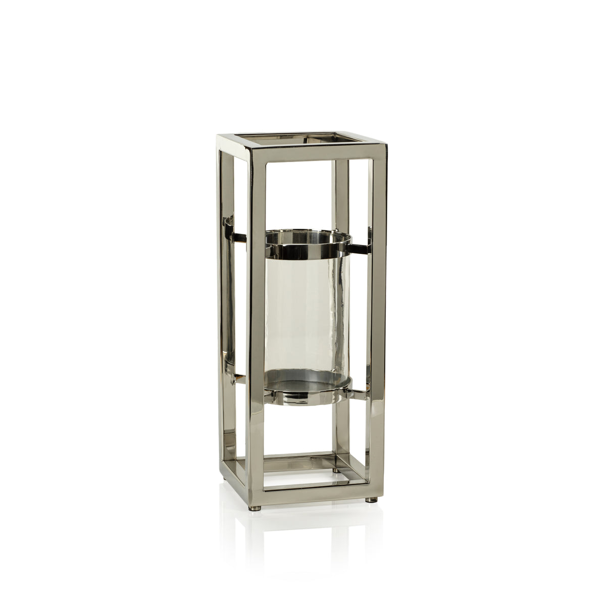 Zodax Irvine Polished Steel Hurricane Candle Holder, 18"