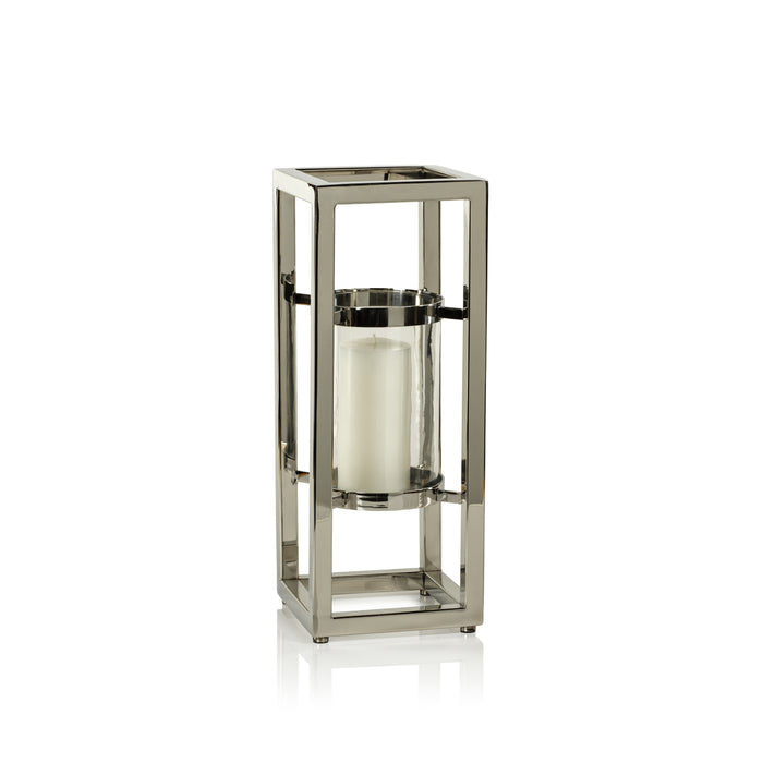 Zodax Irvine Polished Steel Hurricane Candle Holder, 18"