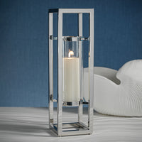 Zodax Irvine Polished Steel Hurricane Candle Holder, 24"