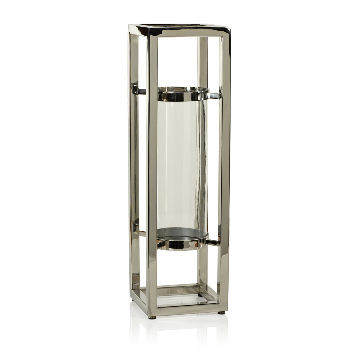 Zodax Irvine Polished Steel Hurricane Candle Holder, 24"