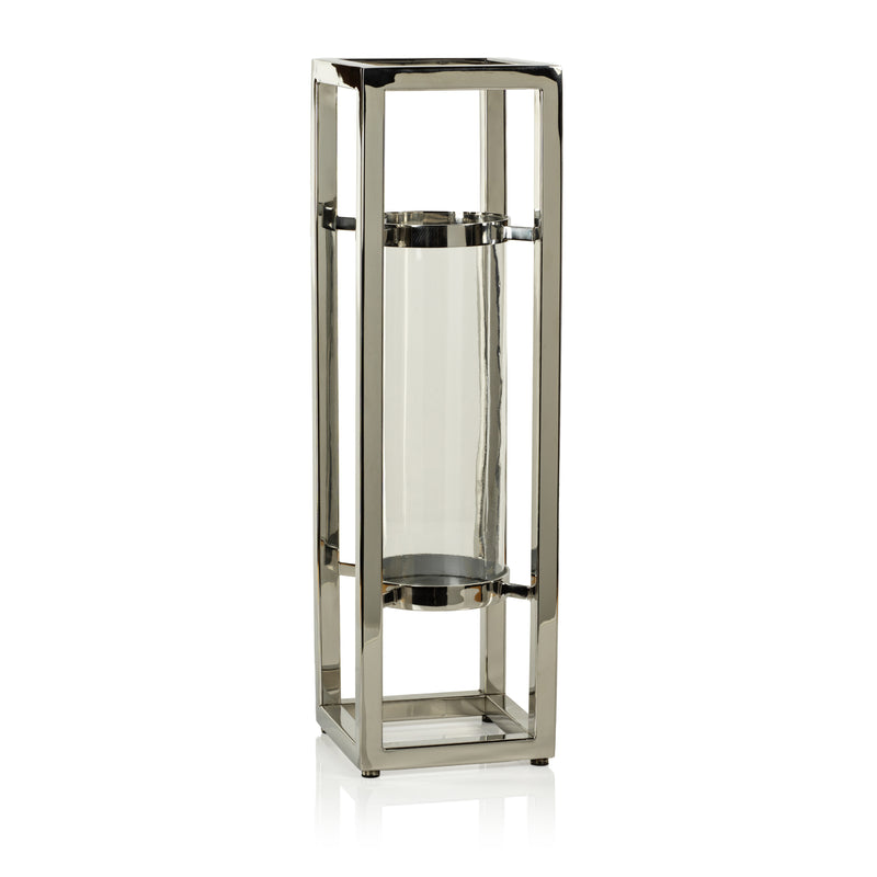 Zodax Irvine Polished Steel Hurricane Candle Holder, 24"
