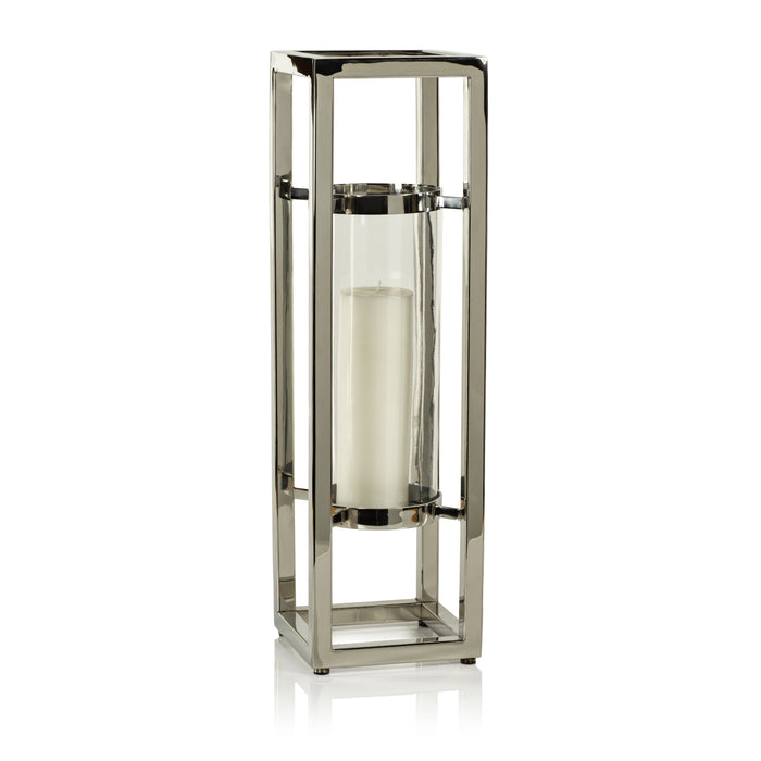 Zodax Irvine Polished Steel Hurricane Candle Holder, 24"