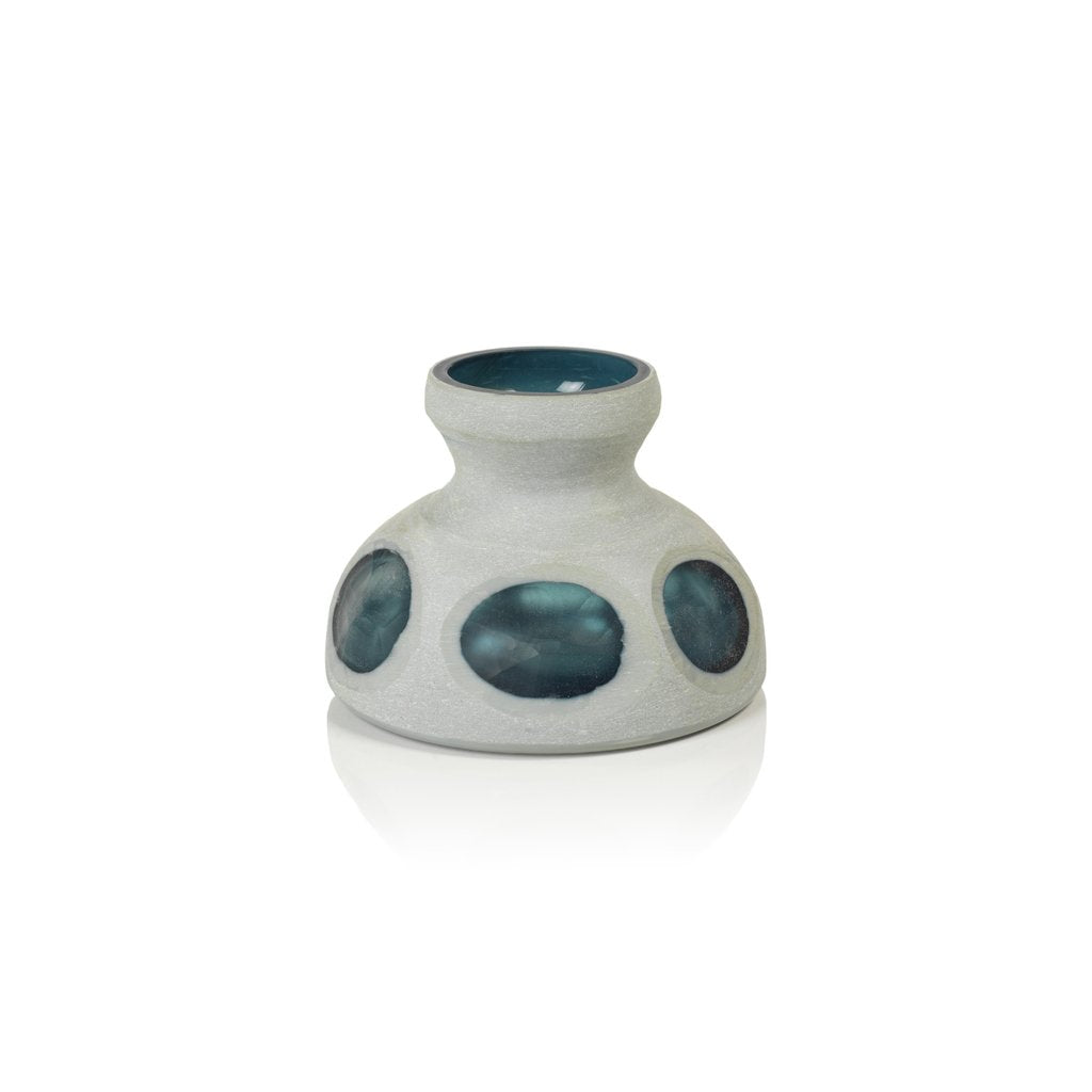 Double Wall Gray and Blue Glass Vase