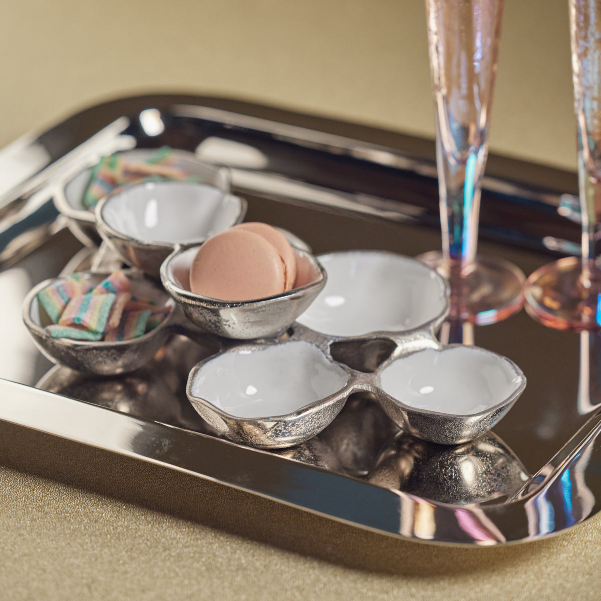 Zodax Small Cluster of 8 Round Serving Bowls, Nickel