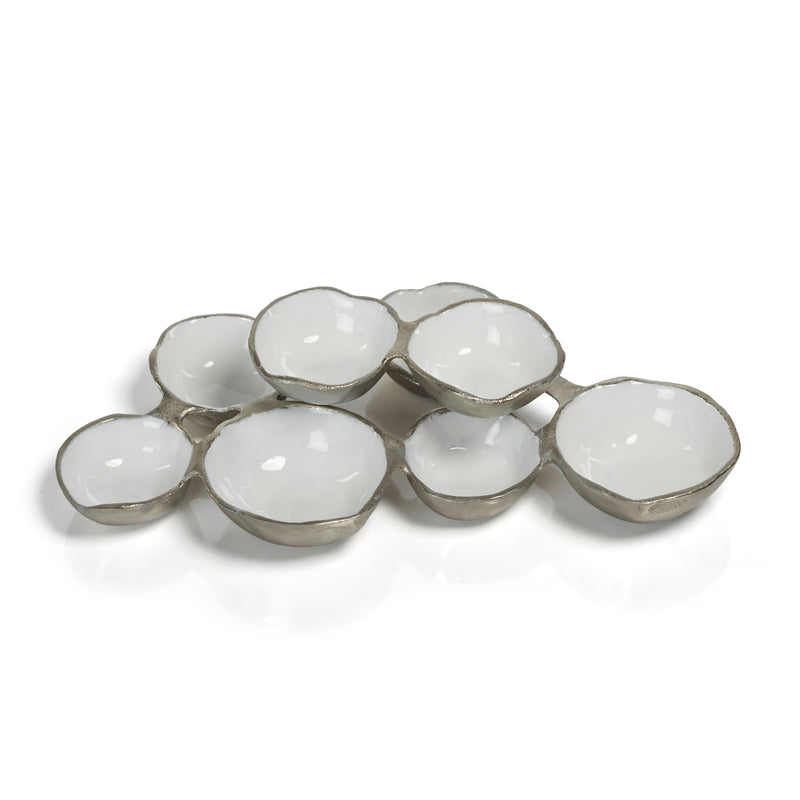 Zodax Small Cluster of 8 Round Serving Bowls, Nickel