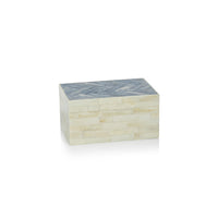 Zodax Mahar Bone Box w/ Blue Herringbone Pattern Lid, Small