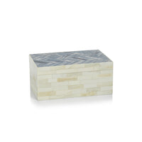 Zodax Mahar Bone Box w/ Blue Herringbone Pattern Lid, Large