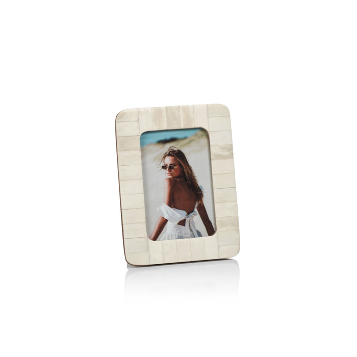 Zodax Cote d'Ivoire Bone Inlay Photo Frame with Rounded Corners, 4" x 6"