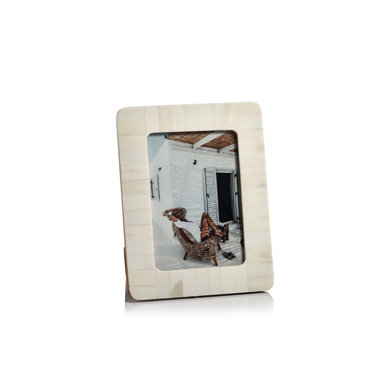 Zodax Cote d'Ivoire Bone Inlay Photo Frame with Rounded Corners, 5" x 7"