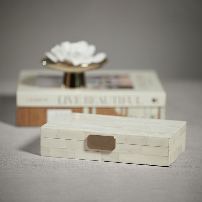 Zodax Mahar Bone Design Decorative Box with Brass Knob