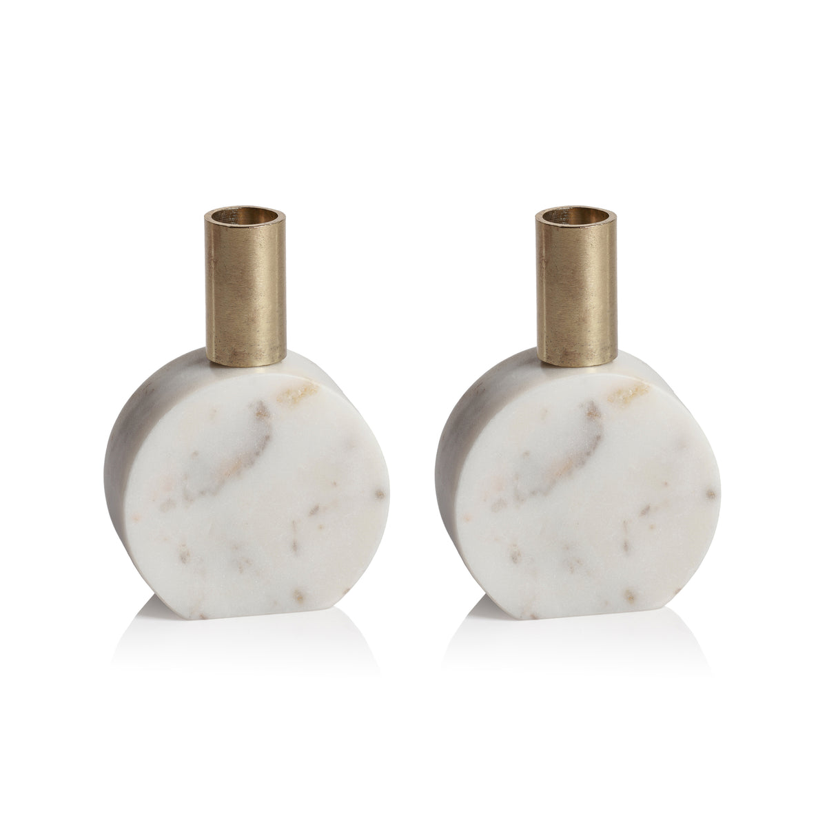 Zodax Malakai Round Marble Candle Holders, Set of 2