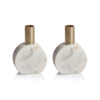Zodax Malakai Round Marble Candle Holders, Set of 2