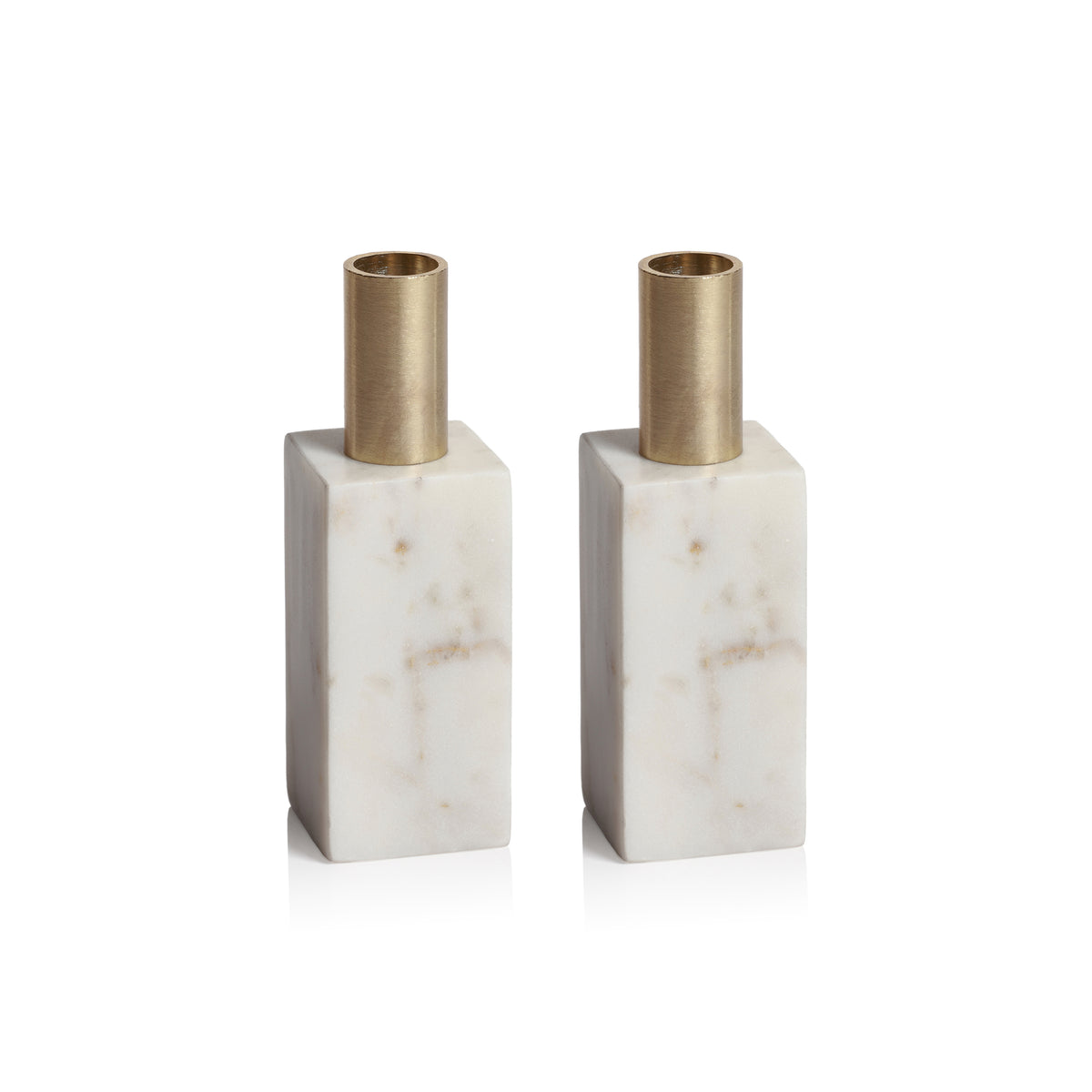 Zodax Malakai Rectangular Marble Candle Holders, Set of 2