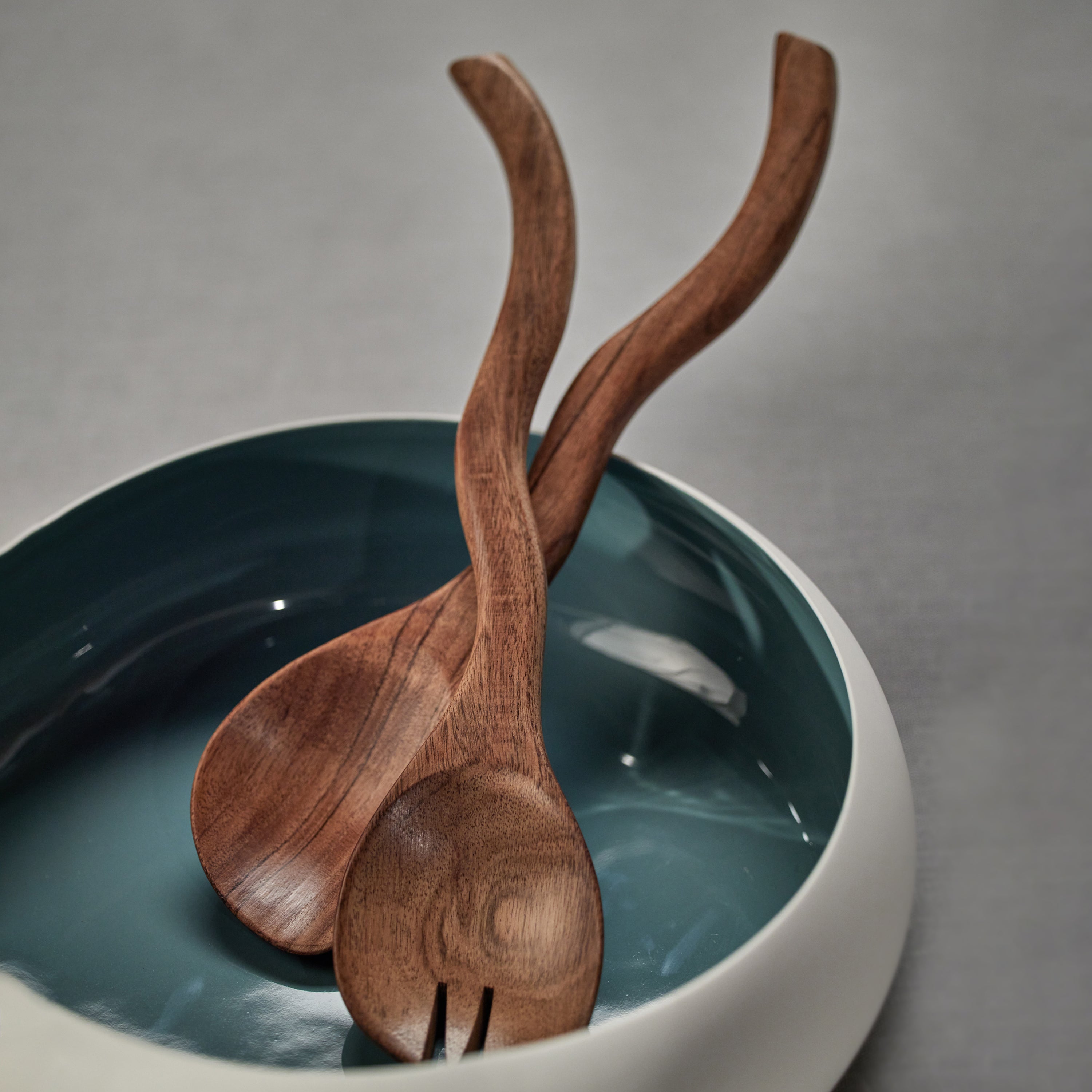 Mango Wood Curvy Salad Server Set - Thumbnail 3