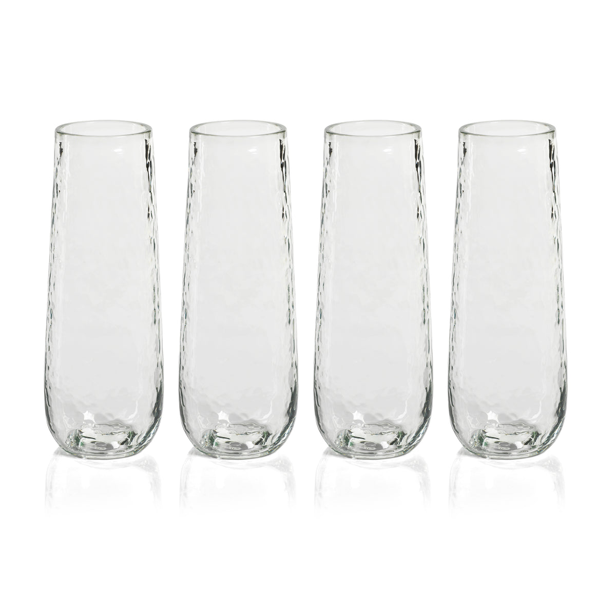 Zodax Kaz Hammered  Stemless Champagne Flutes, Set of 4