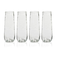 Zodax Kaz Hammered  Stemless Champagne Flutes, Set of 4