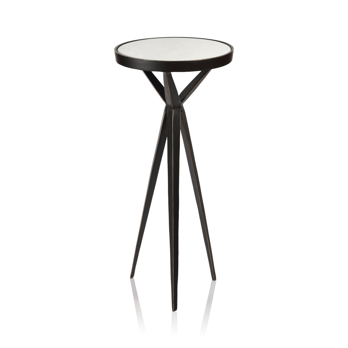Zodax Adhara Aluminum Cocktail Table with Marble Top, 11" x 23.5"