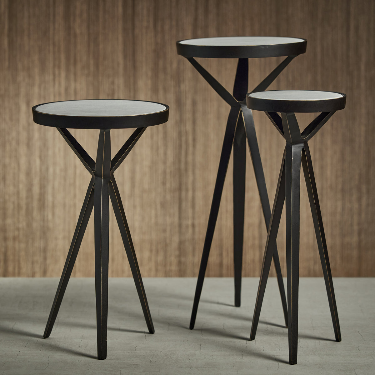 Zodax Adhara Aluminum Cocktail Table with Marble Top, 11" x 19.5"