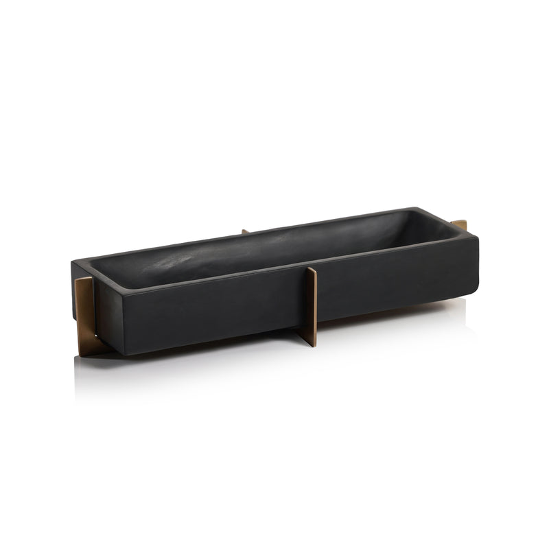 Zodax Catania Marble Tray on Metal Base, Black