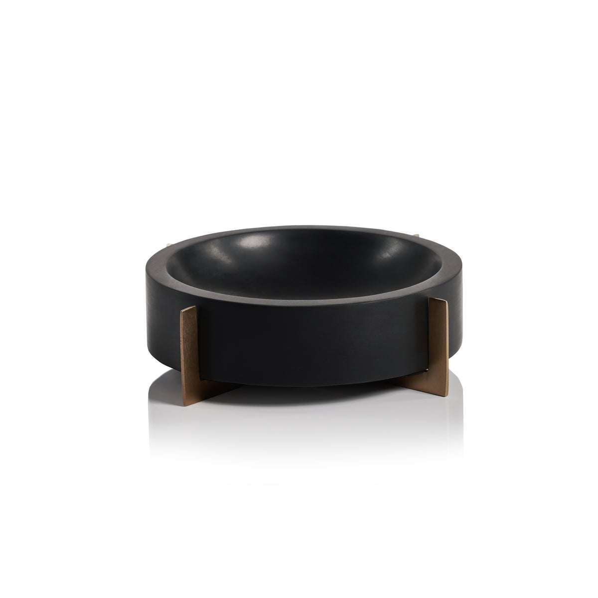 Zodax Catania Marble Bowl on Metal Base, Black