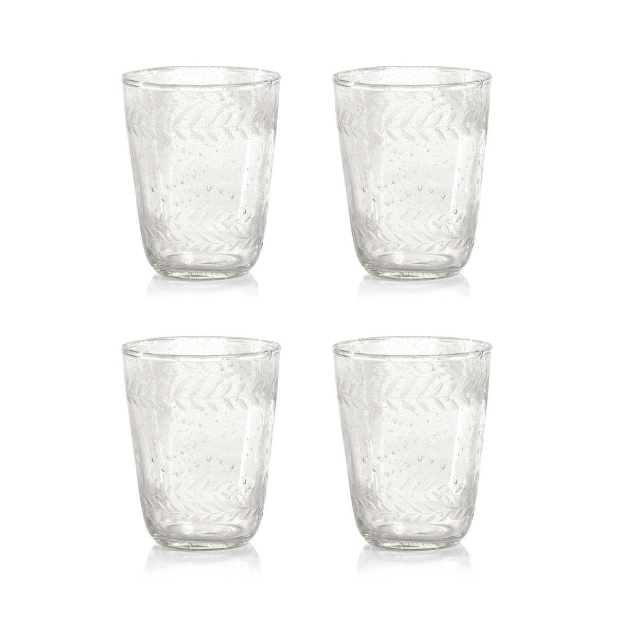 Zodax Colette Hand Made & Etched Double Old Fashioned Glasses, Set of 4