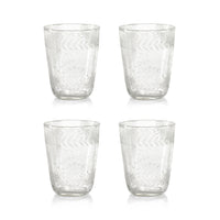 Zodax Colette Hand Made & Etched Double Old Fashioned Glasses, Set of 4