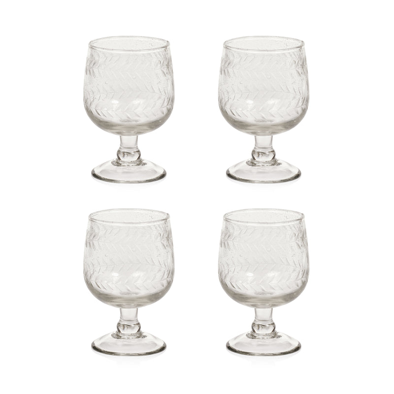 Zodax Colette Hand Made & Etched White Wine Glasses, Set of 4